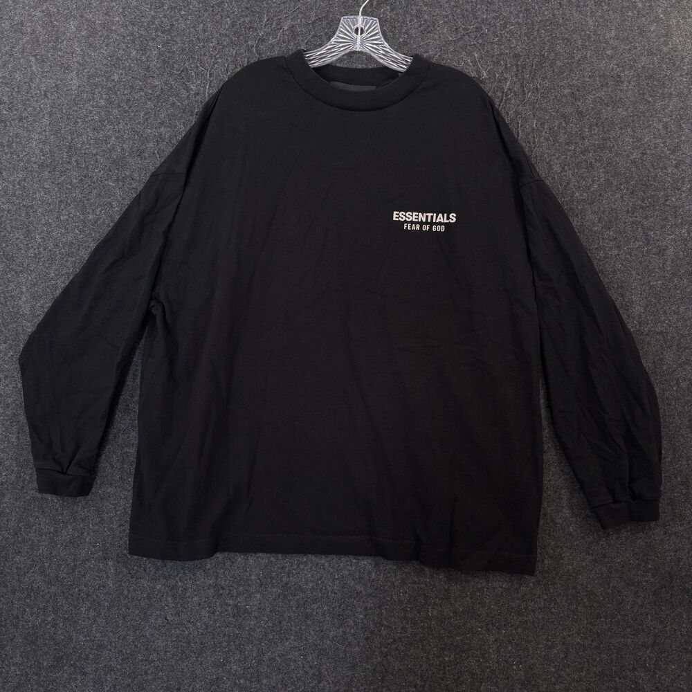 Fear Of God Essentials Shirt Men's Medium Oversized Black Logo Graphic Tee